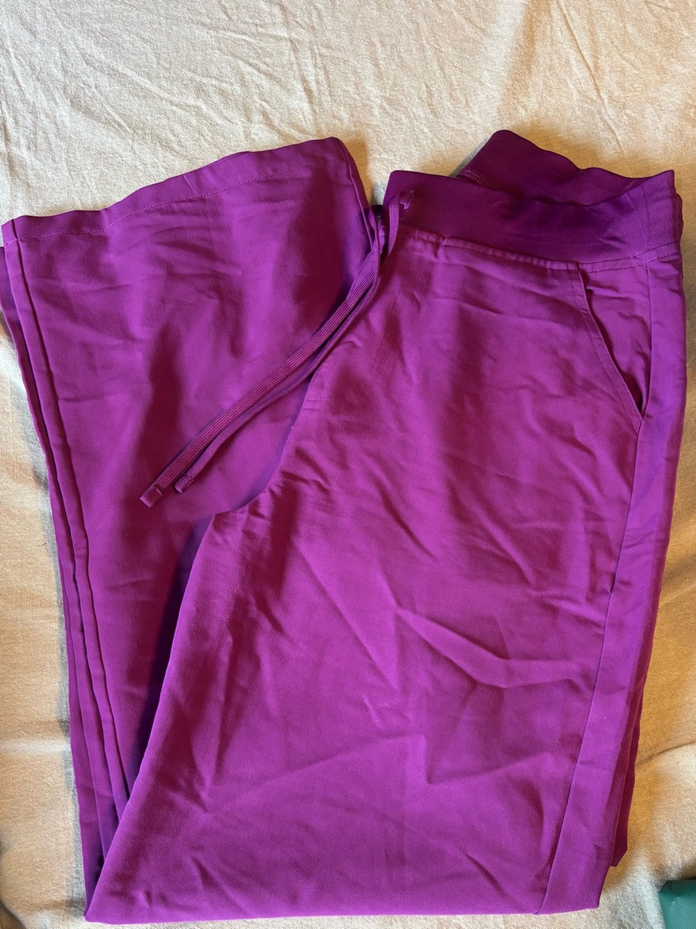 Mandala Women's Wide Leg Scrub Pants in Dark Orchid